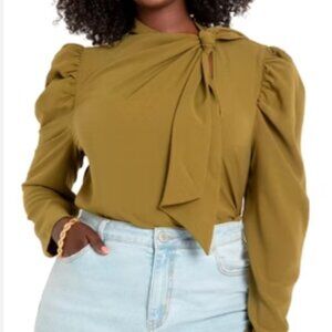 ELOQUII Plus Size Drape Front Blouse